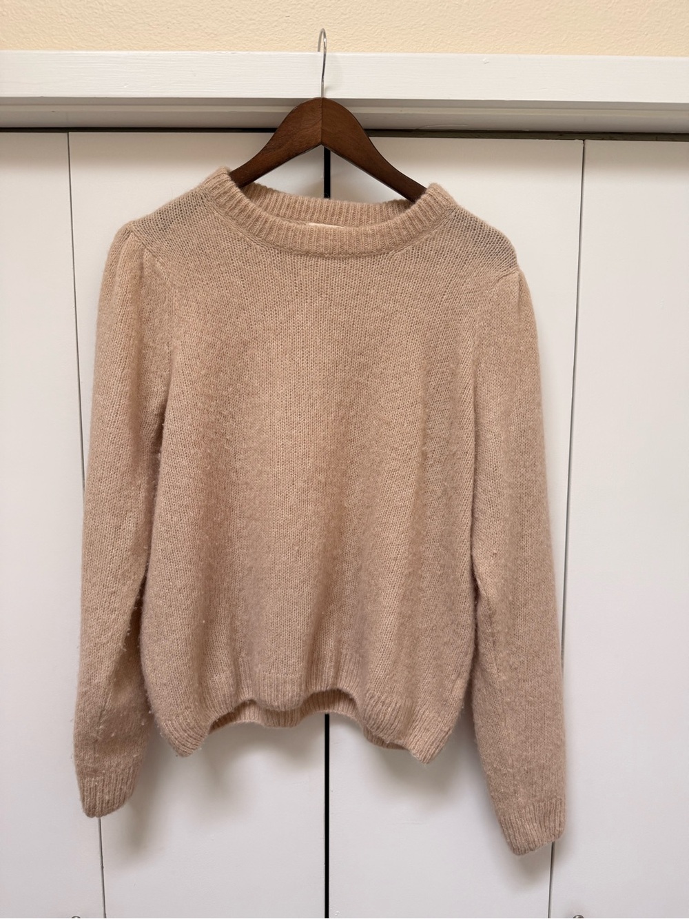 Nation LTD Tan Baby Alpaca Wool Crewneck Sweater